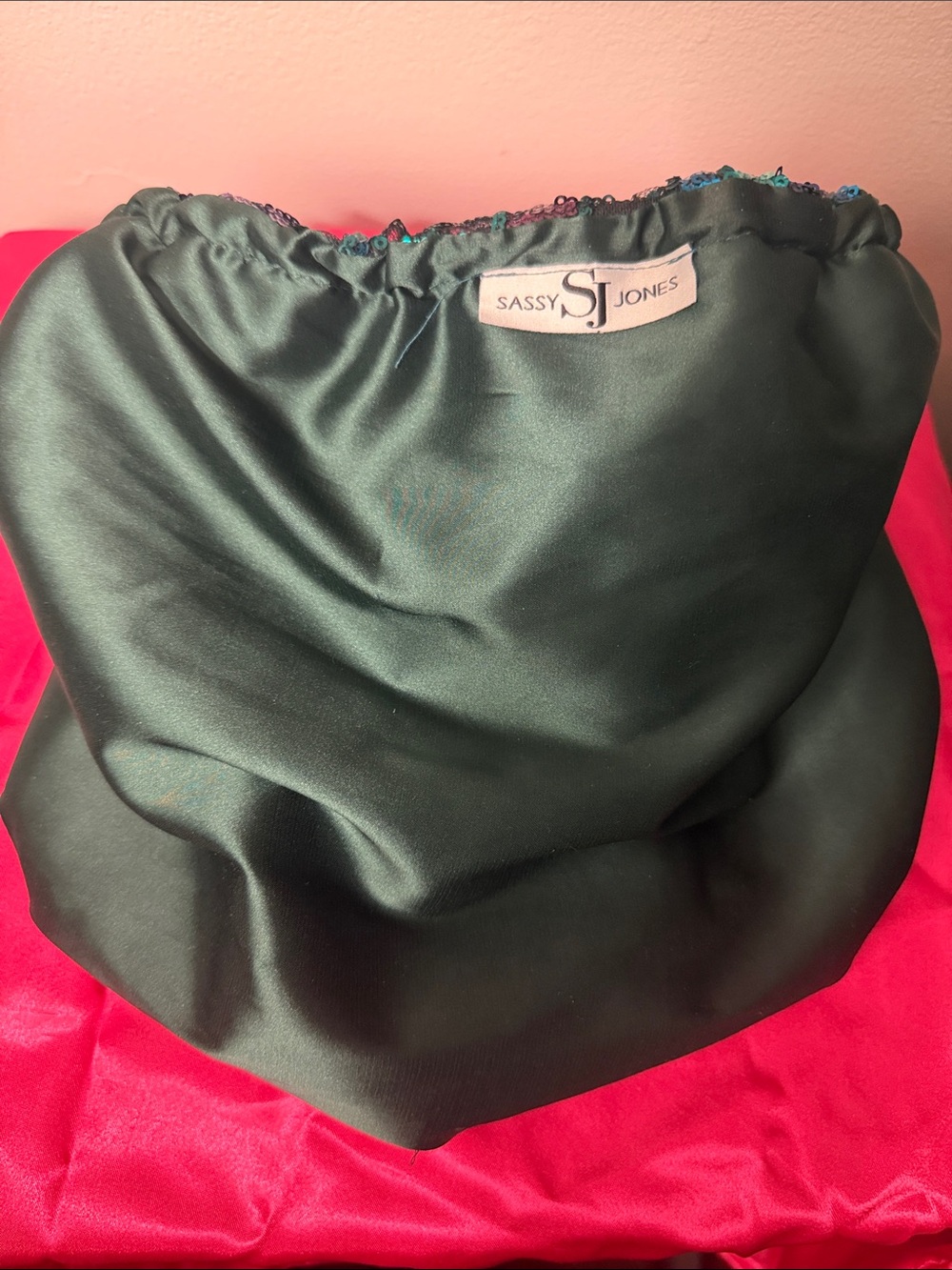 Sassy Jones Sequin Turban Headwrap in Teal, Purple & Black - Picture 4 of 5